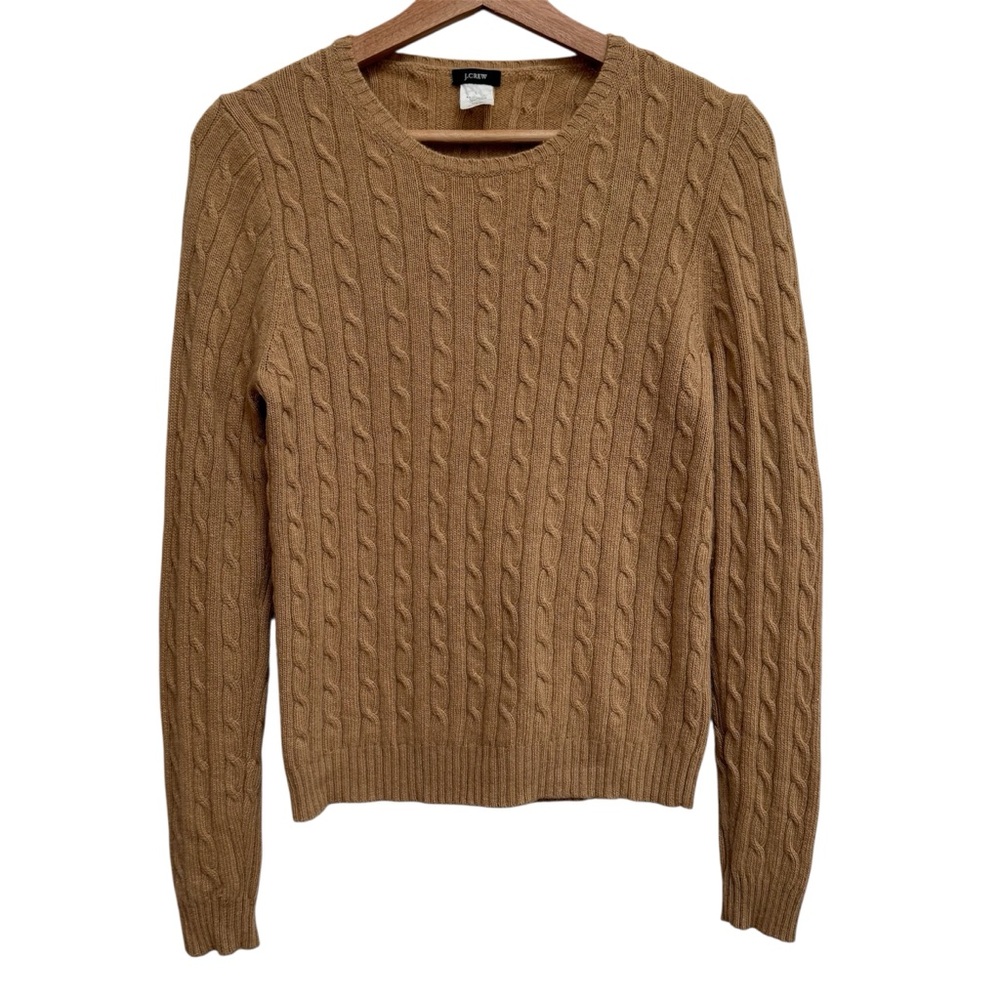 Vintage J. Crew Cable Knit Sweater Crew Neck Merino Wool‎ Angora Cashmere Blend